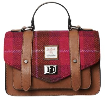 SNOW PAW Harris Tweed Fuchsia Tartan Medium Satchel