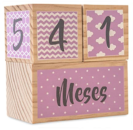 TWR ® Baby-Altersblöcke aus 100% natürlichem Holz, Geschenk für Babyparty, Montessori-Tracking-Kalender für Schwangerschaft und Baby-Stadien - Original Geschenke für Neugeborene