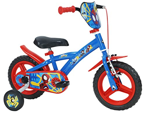 Huffy Spidey & His Amazing Friends 12 Inch Bike 3-5 Years Old Spiderman + Stabilisers, Blue, 22941W