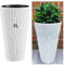 MELTOM Vaso da fiori con effetto ondulato verticale, inserto estraibile in plastica (bianco, XL)
