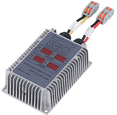 Fafeicy Solarbatterie-Laderegler, MPPT Boost Spannung Einstellbar Wasserdichter Solarladeregler, mit LED-Anzeige, Wirkungsgrad ≥95%, Rauschen <55dB(300 W)