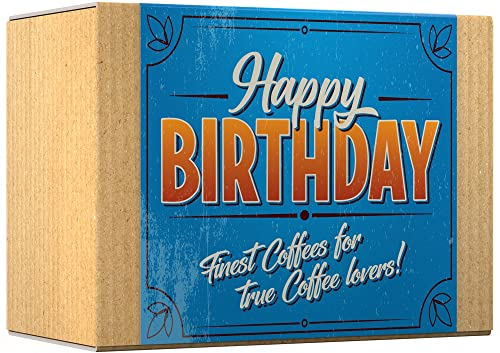 Gourmet Coffee Gift Set - HAPPY BIRTHDAY | Ground Coffee 600g (6 x 100g) - 6 Finest Single Origin Coffees | Hamper Style Gift Idea for Him & Her | Enjoy in the comfort of your home