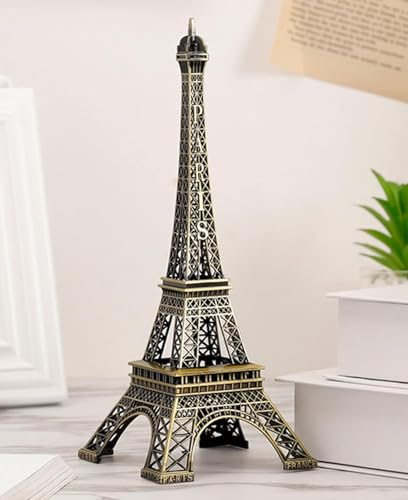 Uadme Eiffelturm Figur, Iffelturm-Statue-Dekor Zinklegierung Sammlerfigur Replica Französischer Paris für Reise-Souvenirs Heimdekoration Tischdekoration(25cm)