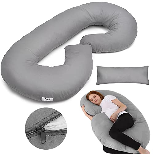 Flumi Schwangerschaftskissen C-Form, Stillkissen, 100 x 55 cm, Baumwolle
