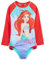 Disney Costumi Interi da Bagno per Bambine, Costume da Bagno Manica Lunga Set (Rosso Ariel, 4-5 Anni)