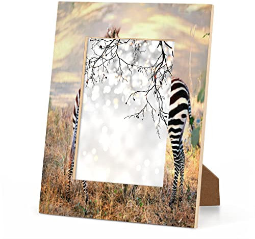 OKCELL Holz-Bilderrahmen mit braunen Zebra-Wildtieren auf afrikanischem Holz, für 10 x 15 cm, 12 x 17 cm, 20,3 x 25,4 cm, 27,9 x 35,6 cm. Mit Haken und Halterungen. Dieser Rahmen kann vertikal oder
