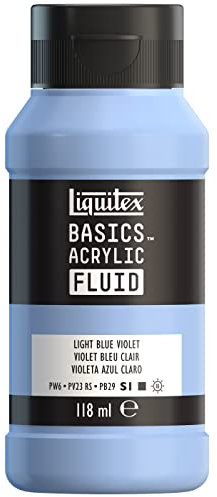 Liquitex Basics Fluid - Pintura acrílica de consistencia fluida, secado rápido, resistente a la luz, impermeable, acabado satinado permanente, bote 118 ml, violeta azul claro