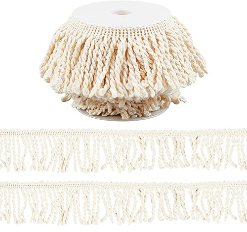 AHANDMAKER 10 Yards Vorhang Fransen Bullion Fringe Trim, Beige Stoffborten Und Verzierungen, Baumwollfaser, Quaste, Vorhanggewichte, Fransen, Nähen Für DIY-Dekoration, Vorhang, Sofa, Kleidung