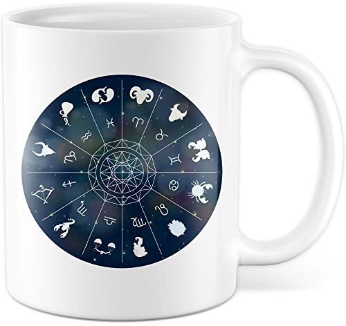 Tazza da caffè con segno zodiacale, segno zodiacale, idea regalo, astrologia, costellazione, compleanno, tazza da tè, nascita, oroscopo, costellazione (bianco)