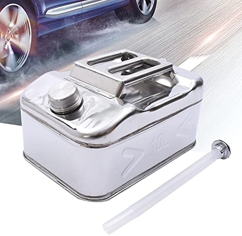 Bidon d'essence en acier inoxydable 10 l - Réservoir d'huile - Réservoir d'essence avec tube - Pour huiles de roulement telles que moteurs diesel, tracteurs agricoles, voitures, camions