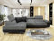 ANTON Black & Grey Fabric Corner Sofa Bed | Double Bed | large sofas settee for living Rooms | Left hand & Right hand side suite (LEFT HAND SIDE)