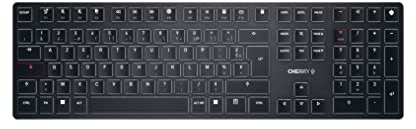 CHERRY KW X ULP, Ultra Flache Mechanische High-End-Tastatur, Französisches Layout (AZERTY), Kabellose Multi-Device-Tastatur Für Bis Zu 4 Geräte, Wiederaufladbar, Schwarz