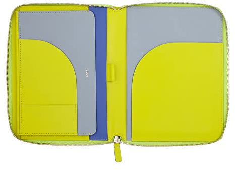 DUDU Cartella Portadocumenti A5 in Vera Pelle da Uomo Donna, Porta Tablet iPad Mini, Portablocchi, Organizer per Blocco Note Quaderno A5 Lime