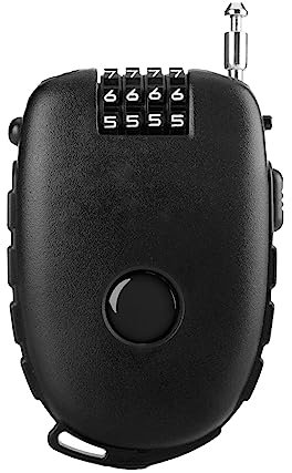 Ultra-Secure 4-Digit Combination Lock with 2.5ft Retractable Cable - Adjustable Lock for Bike, Ski, Snowboard, Stroller - Cable Locks