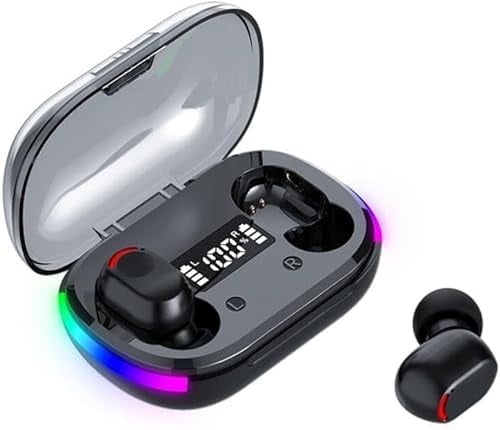 Cuffie Bluetooth 5.3 | TWS In-Ear Auricolari | Riduzione del Rumore Stereo HD | Microfono | IPX5 | Scatola di Ricarica con Luce LED RGB | Per Sport Ciclismo Palestra Guida Corsa