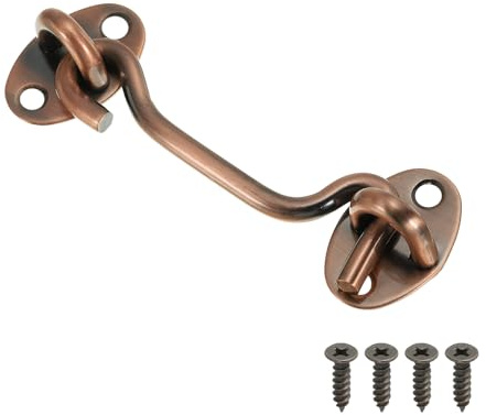 PATIKIL 4 Inch Hook Eye Latch, Carbon Steel Privacy Hook and Eye Latch Gate Latch Lock for Window Sliding Door Barn Door, Red Bronze
