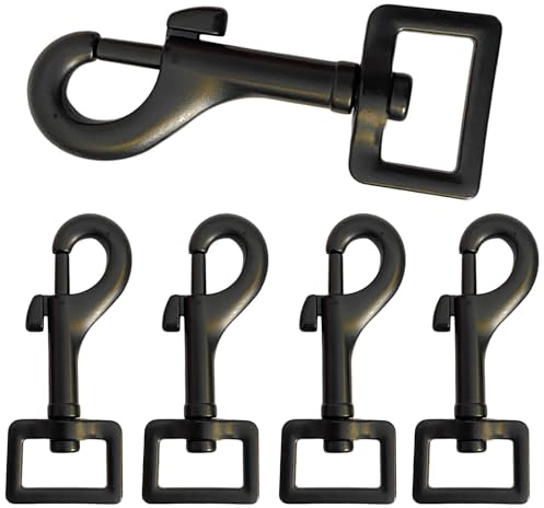 5 Stück Drehgelenk Karabinerhaken Robusten Karabinerhaken Hundeleine für Hundehalsband Schnalle Drehgelenk Karabinerhaken Karabiner Hundeleine,72x20.5mm (Schwarz)