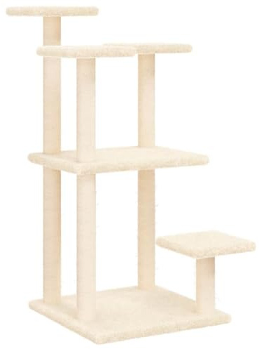 vidaXL Kratzbaum, Katzenkratzbaum mit Liegeflächen, Katzenbaum mit Sisal-Kratzsäulen, Kletterbaum für Katzen, Katzenmöbel, Creme 98,5cm