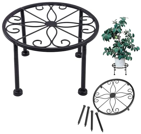 Mikiuly Soporte de Macetas Plantas,Estante de Plantas,Soporte del Metal de Hierro Forjado Negro,Soporte para plantas en maceta,para Decoración de Balcón en Interiores y Exteriores,Extraíble(Negro)