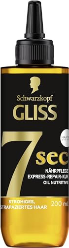Gliss 7 Sec Express-Repair Kur Oil Nutritive (200 ml), Haarkur repariert strohiges & strapaziertes Haar mit Marula-Öl & HAPTIQ System, für 100% stärkeres Haar