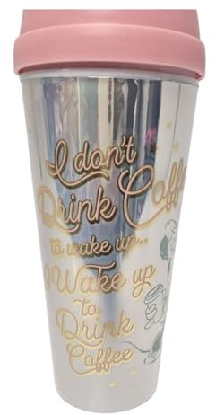 DIVAS SPIRITUAL Minnie Mouse Double-Walled Insulated Travel Mug Spill Proof Lid Cartoon Fun Design Thermal Coffee & Tea Cup Reusable (Pink M1)
