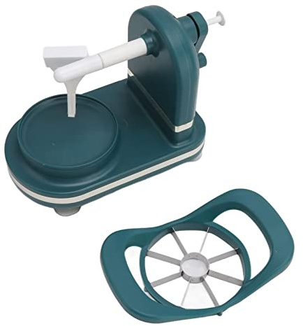 Máquina Peladora de Frutas, Pelador Multiusos con Manivela Manual y Cortador de Frutas, Pelador de Manzanas de Acero Inoxidable PP para Cocina (GREEN)