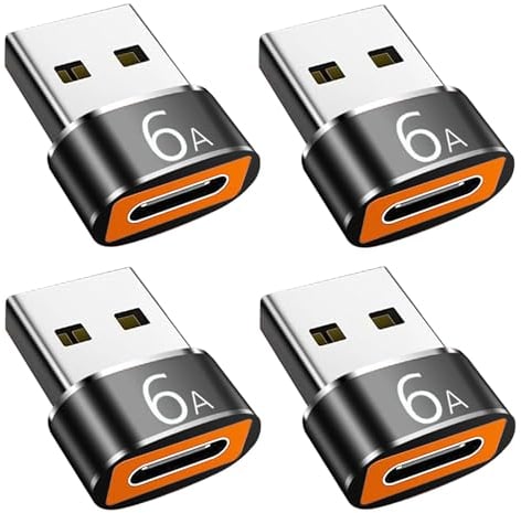 Adaptador USB a USB C 4 Piezas, Adaptador USB C Hembra a USB A Macho, Convertidor de Cable USB C a USB Compatible con iPhone 12 13 14 15 Pro Apple Watch Airpods, Samsung Galaxy S23 S22 S21