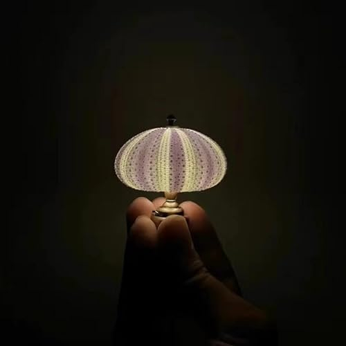 Seeigel-Nachtlicht DIY Sea Urchin Night Light Materialsatz, Mini Seeigel Licht, Handgemachte Tischlampe, Vintage Nachttischlampe, Kunsthandwerk für Kinderzimmer, Schlafzimmer, Schlafsaal,Lila