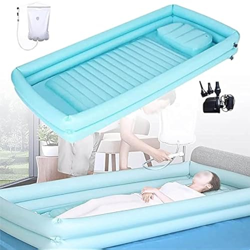 XZLZMYP Aufblasbares Badewannen-Dusch-Set Mit Kissen Tragbare Badewanne Fürs Bett Ganzkörperbad Im Bett Für Geriatrische Behinderte Schwangere Senioren Behinderte,C