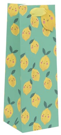 Glick Luxury XL Gift Bag for Bottles, Lively Lemons Gift Bag, Suitable for Birthdays and Other Occasions.