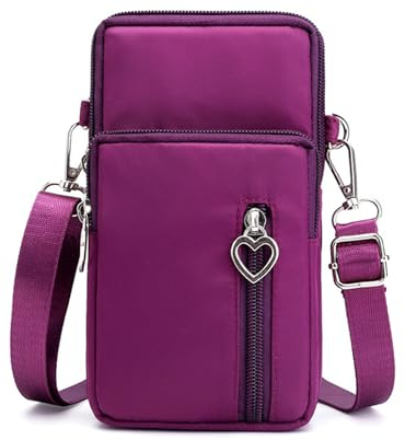 SJDOFU Handytasche zum Umhängen, Umhängetasche Damen Klein, Crossbody Tasche für Damen mit Vielen Fächern Verstellbarer Abnehmbarer Schultergur Handy Schultertasche(Dark Purple)
