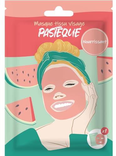 Masque Tissu Visage Facial Pastèque - Soin Nourrissant et Hydratant - Soin Express en 10 Minutes - Pour Peau Douce et Éclatante - Routine Skincare Visage et Beauté - French Tendance