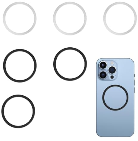 6 Stück Magsafe Ring Magsafe Aufkleber,Handy Magnet,Magnet für Handyhülle,Magnetring Handy,Magnetisches Drahtloses Ladegerät Universal,Kabellosen Klebering Kompatibel Magnete(Schwarz und Silber)