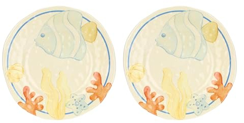 THUN, Set 2 Piatti Frutta in Melammina, Linea Mare da Amare, Casa e Cucina, Idea Regalo per la Cucina, Ø 21 cm