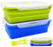 FUSMYE Contenitori per alimenti pieghevoli extra large in silicone con coperchio, 2,347 g, confezione da 2, scatole per pasti per cucina, contenitori pieghevoli per il pranzo Bento per campeggio,