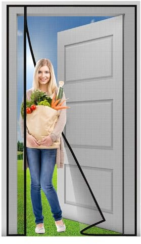 Zanzariera Magnetica per Porte 145x270cm zanzariere per Grandi finestre, Senza forare Nero