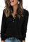 Tanmolo Damen Leichte Strickpullover Langarm Henley Shirt Herbst lässig Rundhals-Knöpfe Elegant Sweatshirt Tunika Tops Schwarz, S