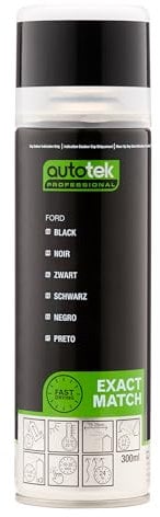 AutoTek Professional Exact Match Car Spray Paint, Ford Black Aerosol Spray, 300 ml