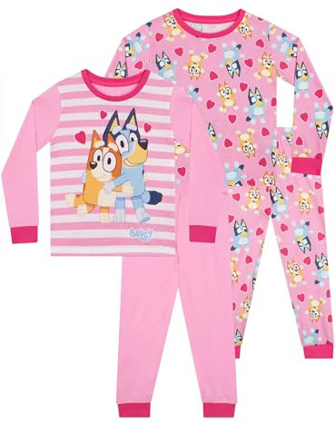 BlueY Pigiama Set di 2 Pigiama Ragazza | Pigiamone Bambina | Pigiami Invernale Ragazza | Rosa 18-24 Mesi