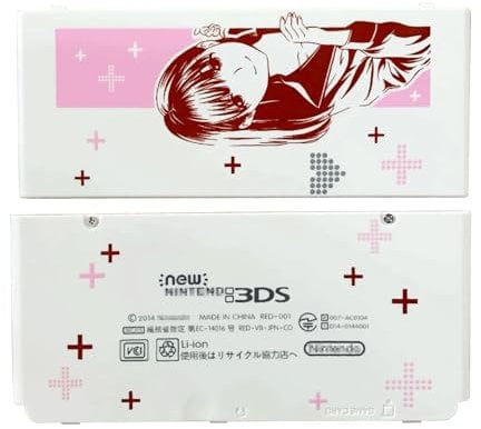 Limited for New3DS Extra Faceplate Replacement Cover Plates Pink Love+ Nene, for New 3DS Small Handheld Console, Custom Red Loving Plus JP Edition Outer Top & Bottom Shells Coverplate 2 PCS