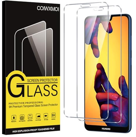Coiwxmoi Verre Trempé pour Huawei P20 Lite 2 Pièces, Film de Vitre Protection écran Dureté 9H Anti Rayures Sans Bulless Ultra Transparent HD Haute Sensibilité Protecteur D'écran pour Huawei P20 Lite