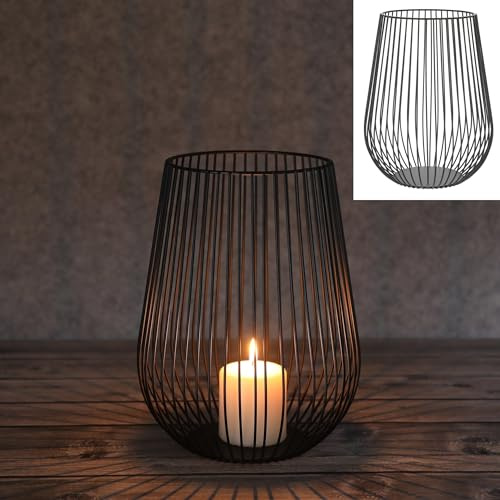 2 Stück Kerzenhalter Schwarze Streben 25cm Dekoration Laterne Windlicht Deko Industrial Style