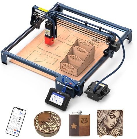 SCULPFUN S30 Pro Laser Graviermaschine mit Automatischer Luftunterstützung und TS1 Touchscreen, 10W laser Ausgangsleistung, 0,06 * 0,08mm komprimierter Punkt, Graviermaschine für Holz, Metall, Glas