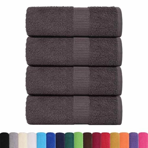 vidaXL Gants de Toilette 4 pcs Anthracite 15x21 cm 360 g/m² 100% Coton, Serviette, torchon, torchon à Vaisselle, Serviette de Bain