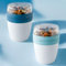 Pro Home MIXME Overnight Oats Jar Container 650ml | On-The-Go Cereal Cups Dual Compartments Yoghurt Pot & Muesli Cup With Lid & Spoon BPA Free Portable Leak-Proof Yogurt Pots (Set of Navy & Blue)