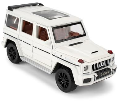 BGHSCA 1/32 Skala Automodell für Benz G63 AMG Diecast Spielzeugauto, sammelbares Zinklegierung zurückziehen Automodell mit Ton und Licht für Erwachsene Jungen Mädchen 3 4 5 6 7 8(Weiß)