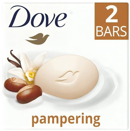 2 x Dove Verwöhnriegel 90 g – ideal für Badeseife, Dove Sheabutter, Vanille, Seife, Taubenseife, Multipack