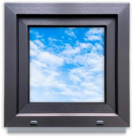 LORAC|Finestra in PVC antracite-bianco 600x600 mm,ribaltabile,finestra standard con doppia vetratura,a risparmio energetico,finestra per cantina con certificazione CE,ideale per abitazioni e cantine