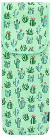 Funda de neopreno resistente al calor para rizador de pelo, bolsa de viaje, 38 x 12,7 cm, diseño de cactus verde