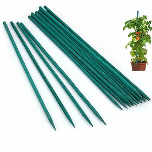 45cm Garden Stakes, 50 pack Bamboo Sticks Plant Support Sticks Green Garden Sticks for Garden Flowers, Vegetables, Weather Resistant Canes Wooden Canes for Gardening Tripods Making